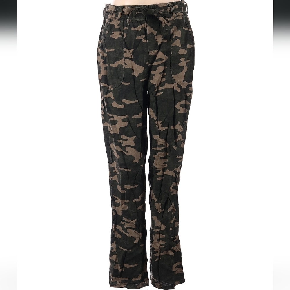 Soho military Green Camo Camouflage Linen-Viscose blend Gorpcore fall Pants_Med